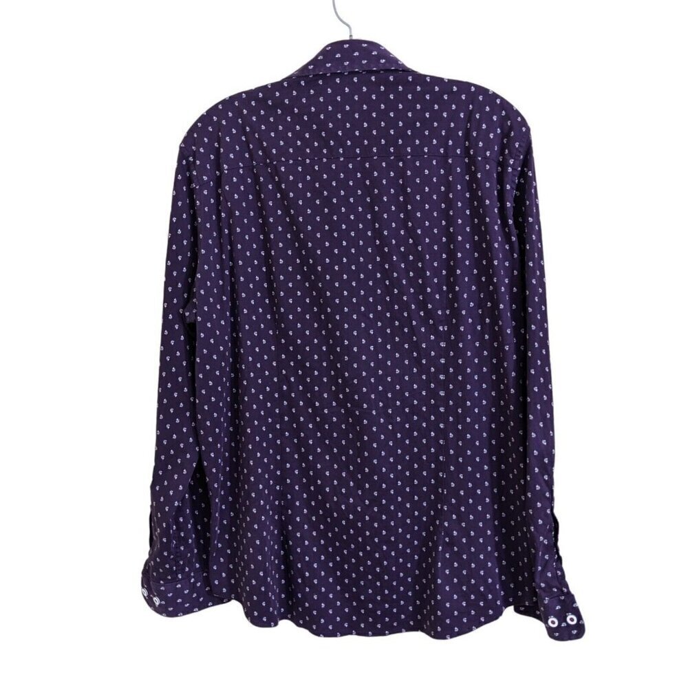 Buttercloth Button Up Shirt Mens XL Cotton Long Sleeve Plum Geometric Print - Picture 2 of 6